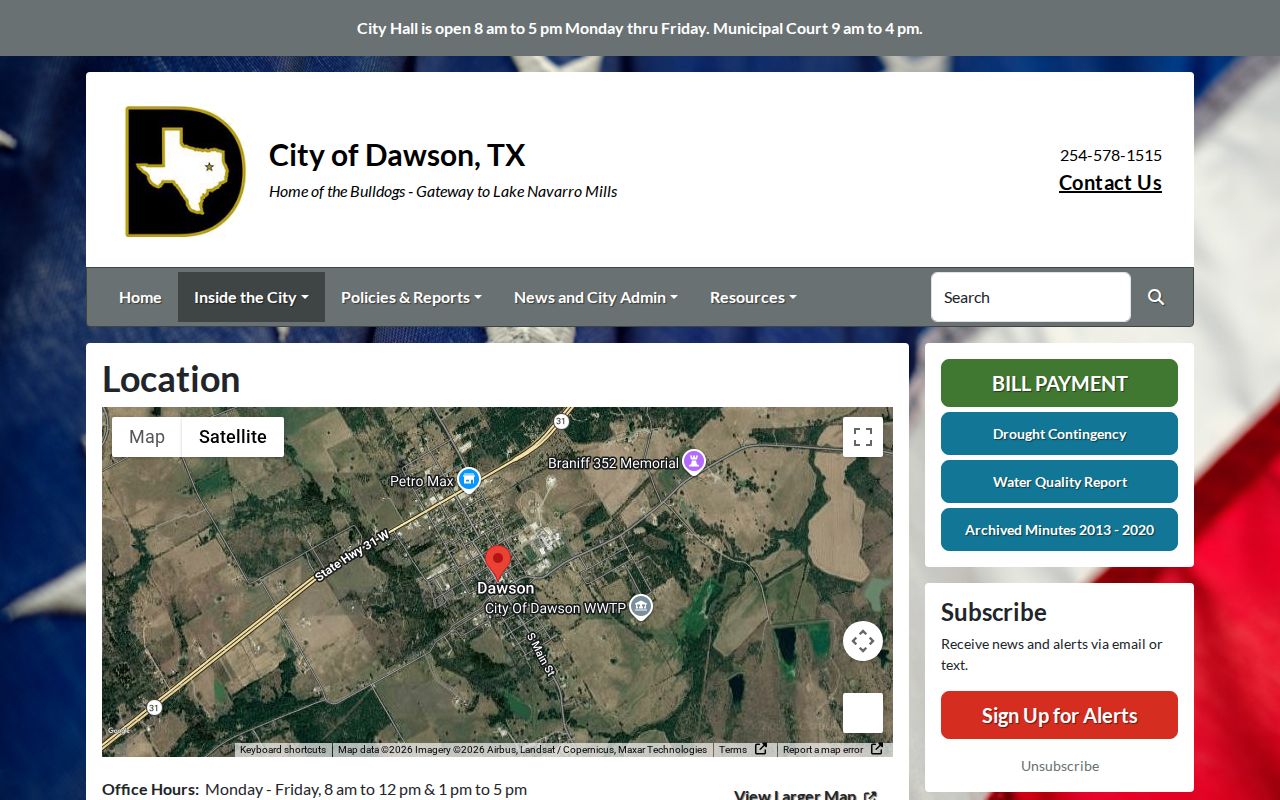Dawson City Hall and Municipal Court location listing