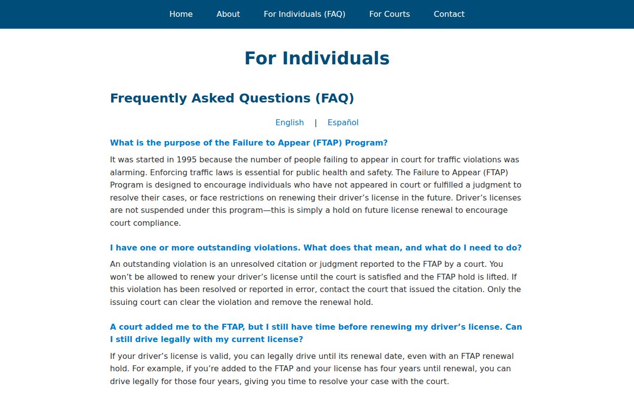 OmniBase FAQ explaining the difference between a Navarro County traffic warrant and renewal hold