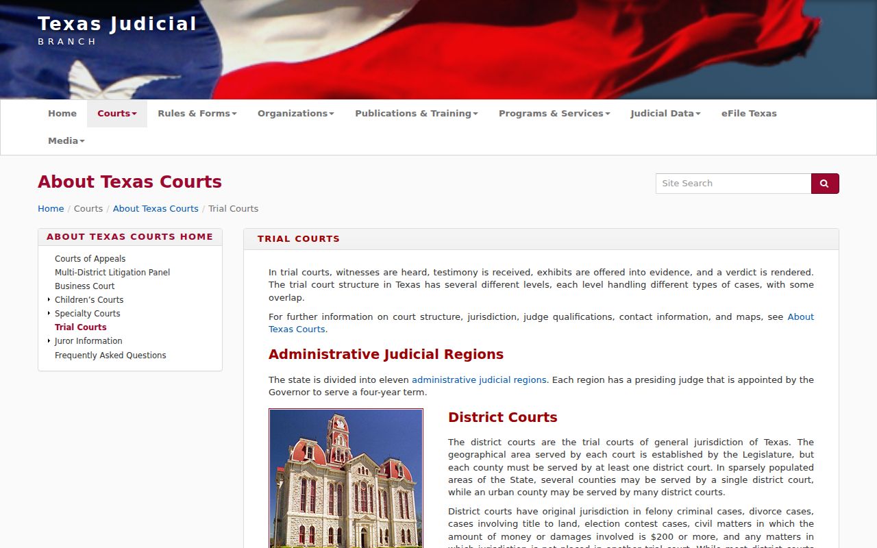 Texas court hierarchy reference for Navarro County warrant records